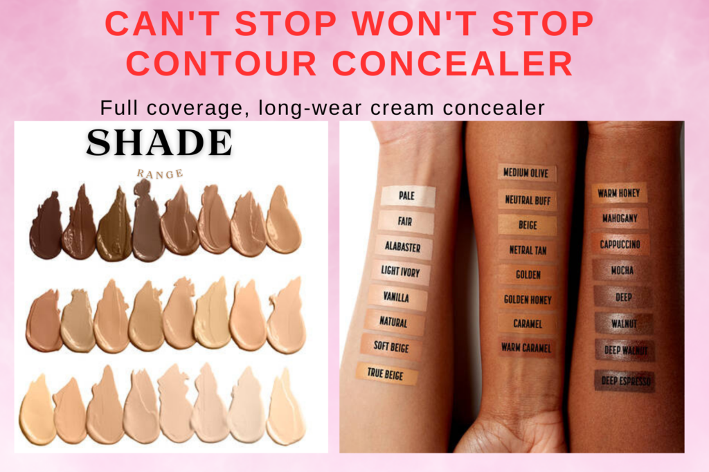 can't stop won't stop contour concealer shades range